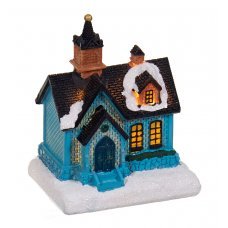 Χριστουγεννιάτικο Φωτιζόμενο Σπιτάκι  Μπλε (10cm)